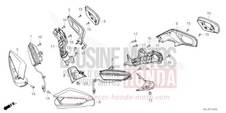 WINKER/MIRROR for Gold Wing BETA SILVER METALLIC (NHC07E) from 2024
